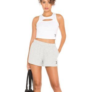 PUMA Classic High Waist Shorts - Light Gray Heather XS